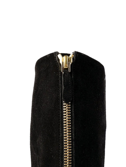 Excellent Givenchy Black Leather High-Heeled Boots Size 35