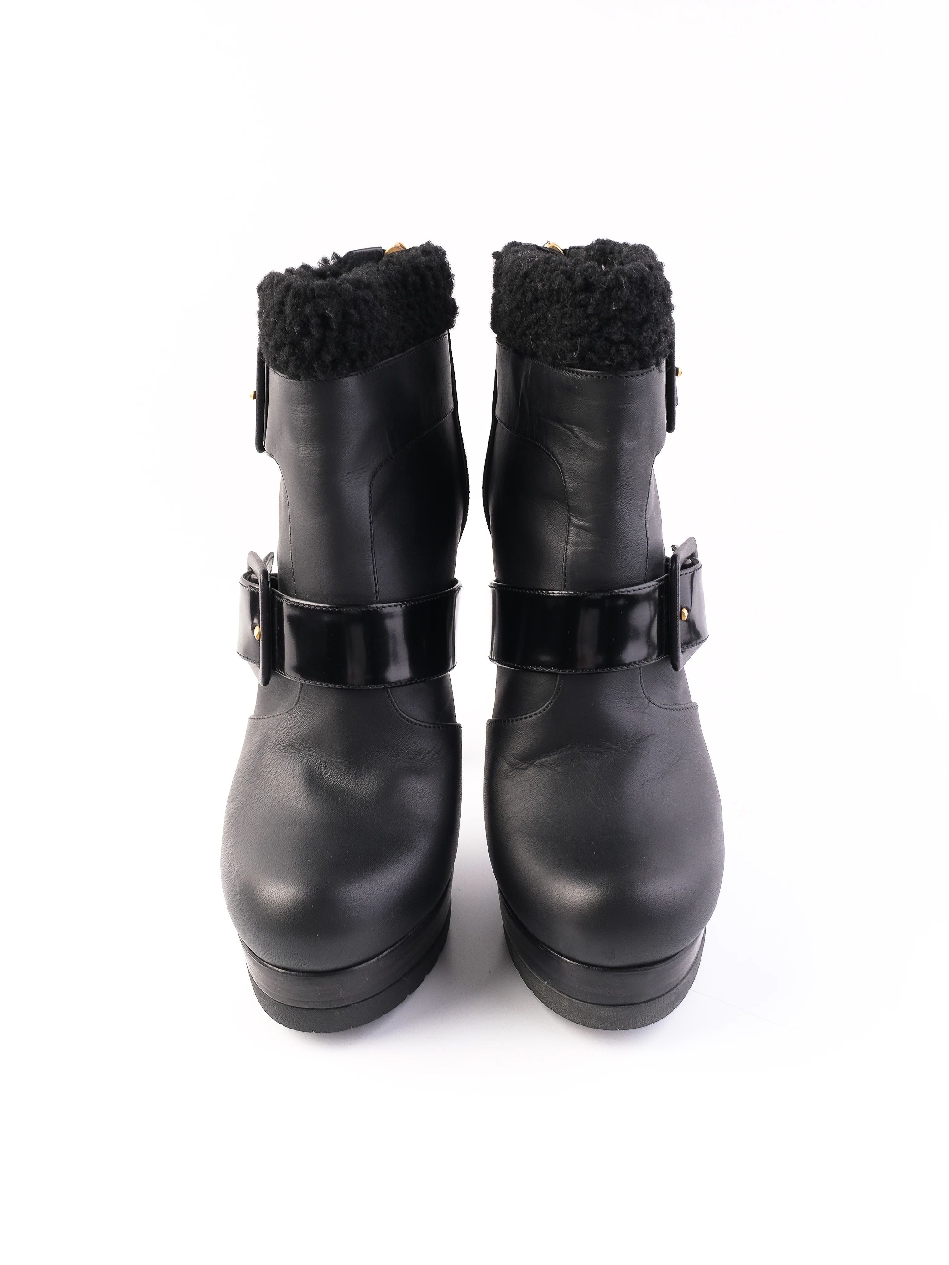 Perfect Fendi Black Leather High-Heeled Ankle Boots Size 38