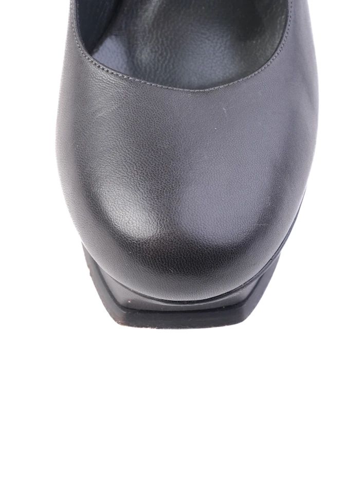 Good Yves Saint Laurent Gray Leather High-Heeled Platform Shoes