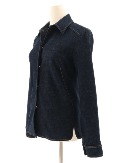 Excellent Loro Piana Blue Denim Button-Up Shirt Size S