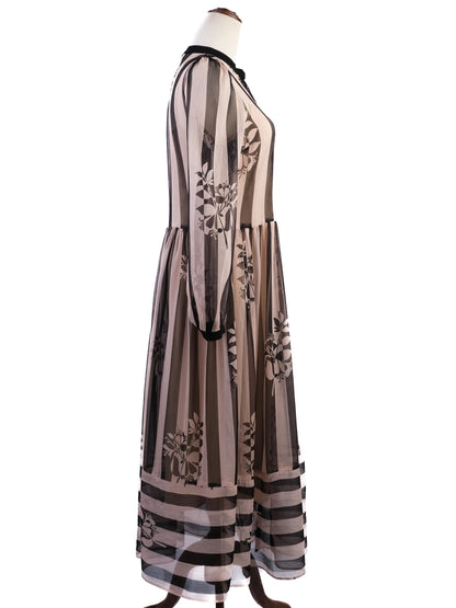 TWINSET Long Striped Dress Floral Patterns Size L Excellent Condition