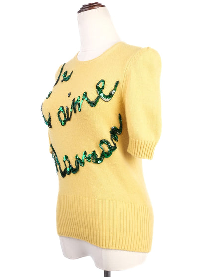 Excellent Dolce Gabbana Yellow Cashmere Sweater Size XS