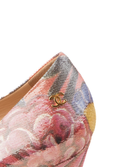 Excellent Chanel High-Heeled Floral Platform Shoes Size N/A