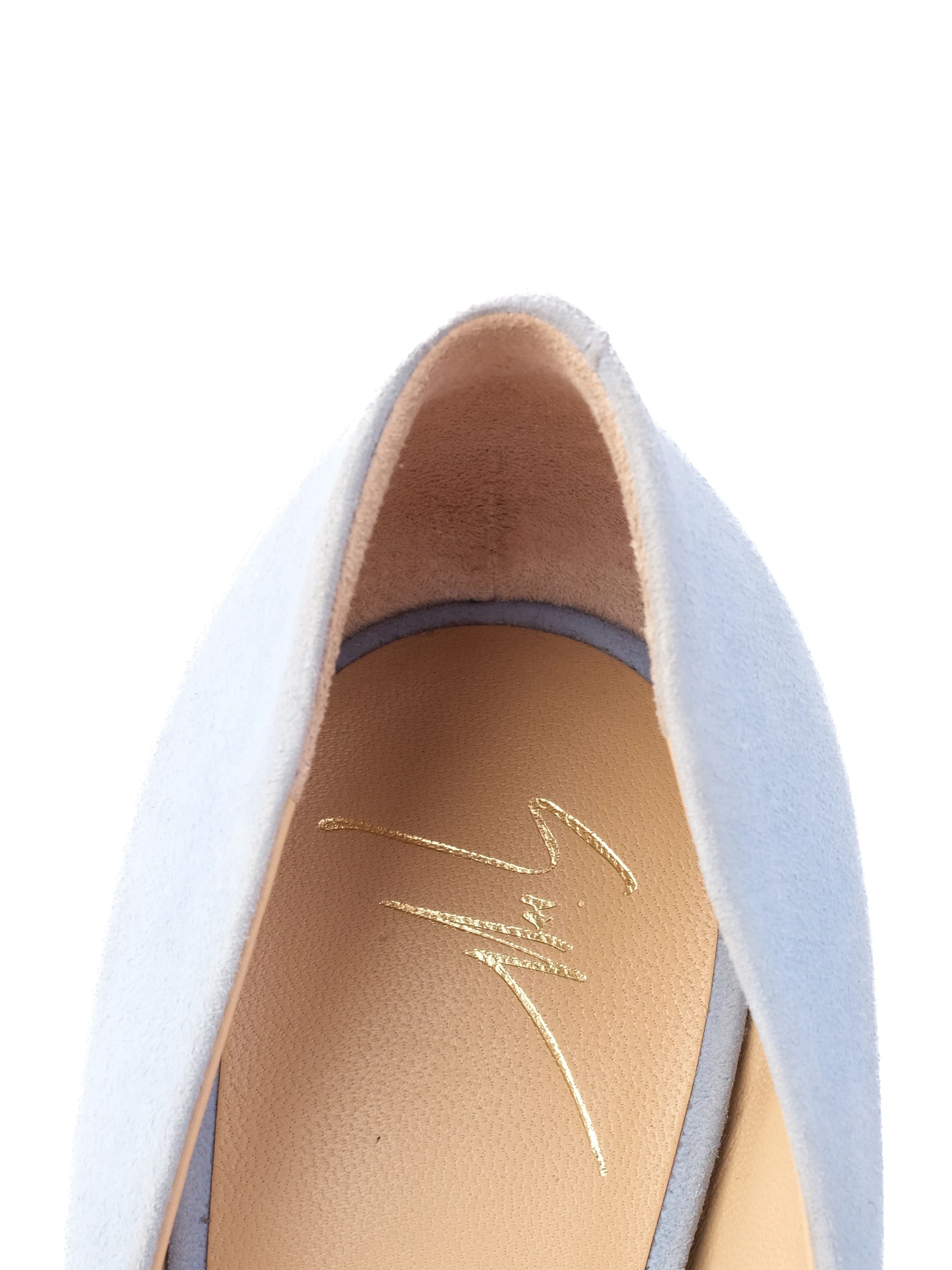 Excellent Giuseppe Zanotti Blue Leather High-Heeled Shoes Size 39