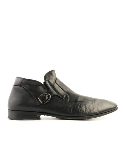 Excellent Fabi Black Leather Ankle Boots Size 43 with Buckle Detail