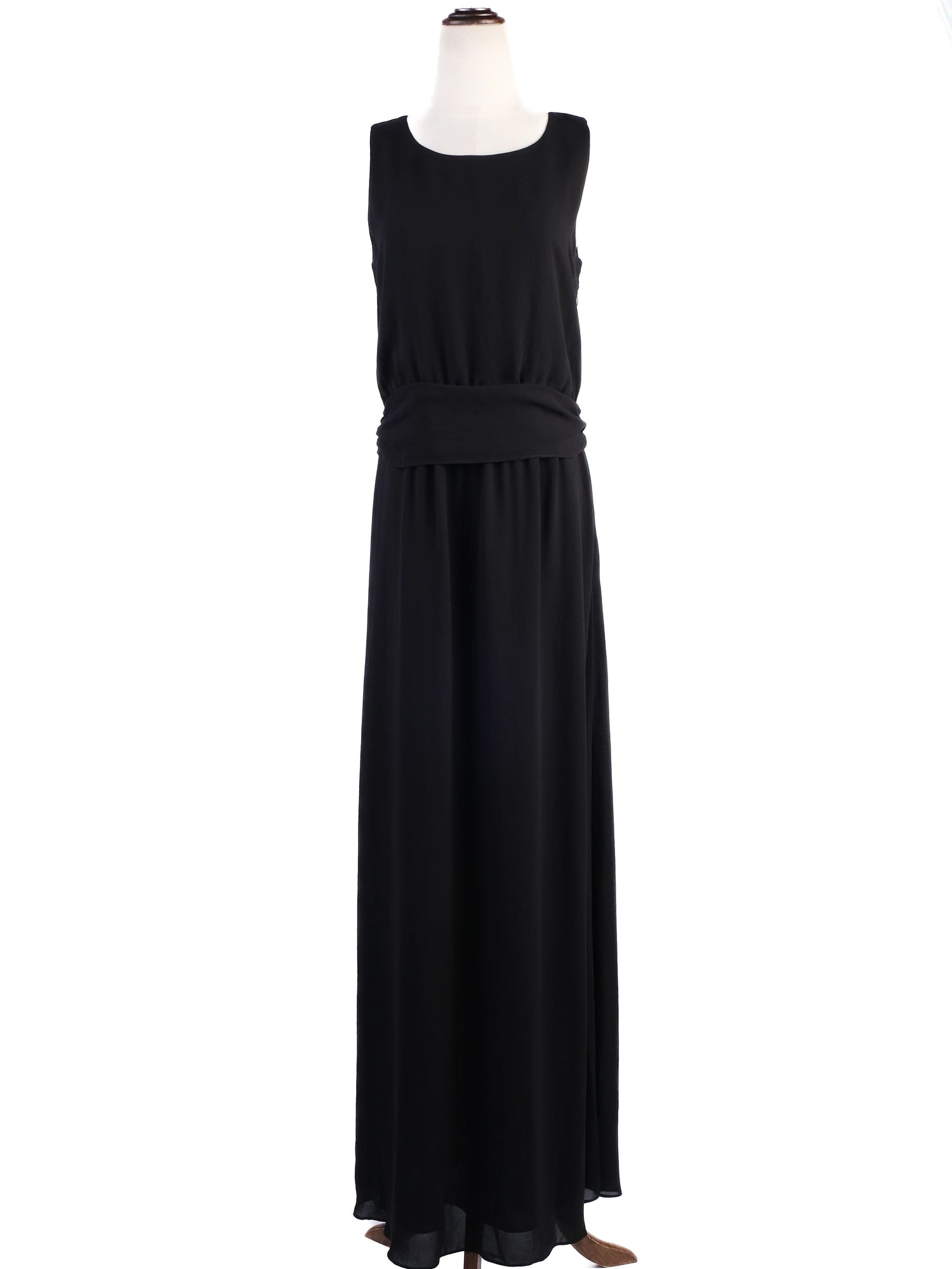 Excellent Theory Black Sleeveless Dress Size S, Polyester, Flowing Skirt