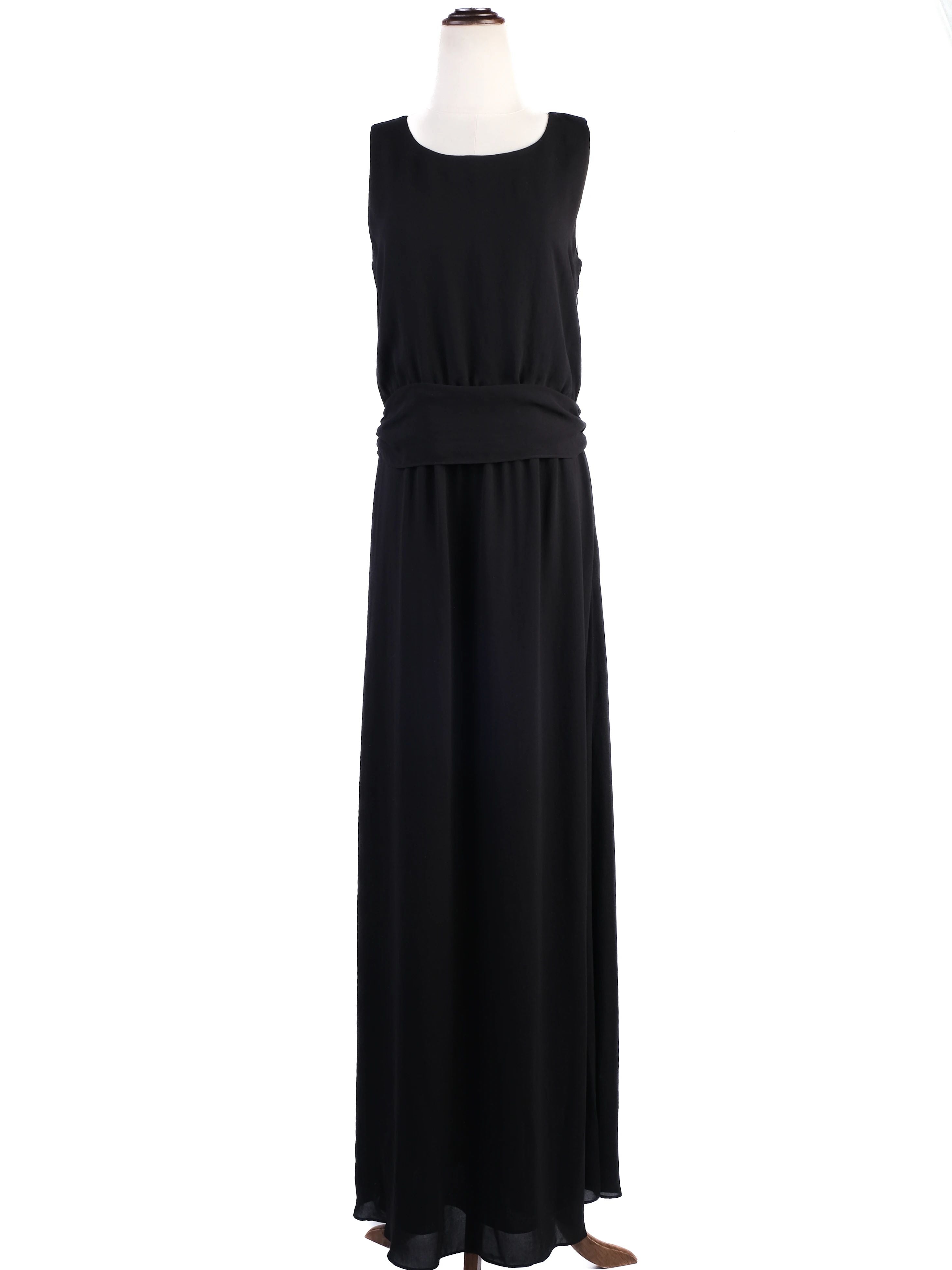 Excellent Theory Black Sleeveless Dress Size S, Polyester, Flowing Skirt