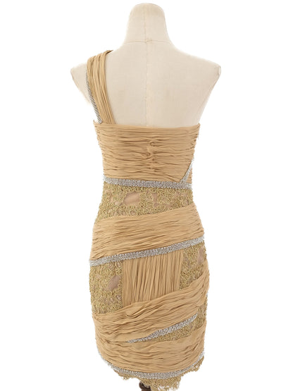 Excellent Zuhair Murad Orange Silk One-Shoulder Dress Size S