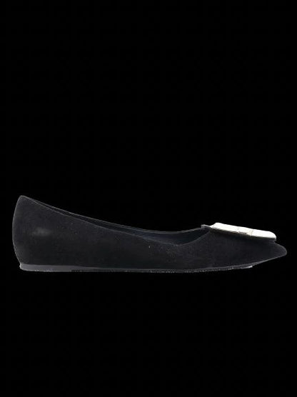 Good Ballin Black Leather Flat Shoes with Gold Embellishments Size 37