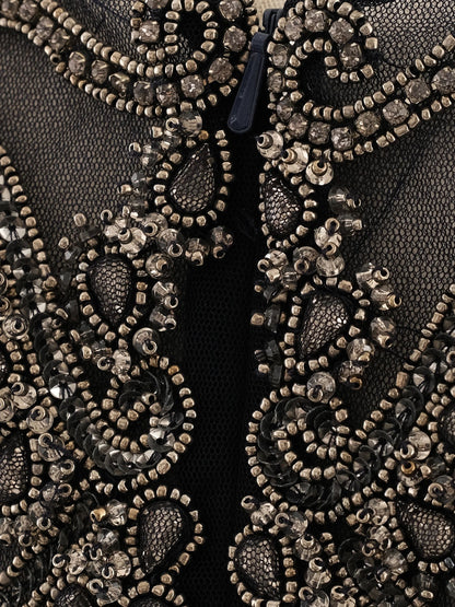 NEW Theia Couture Formal Navy Blue Gown Size XL with Beaded Details