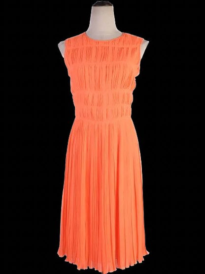 Excellent Blumarine Orange Sleeveless Pleated Dress Size M