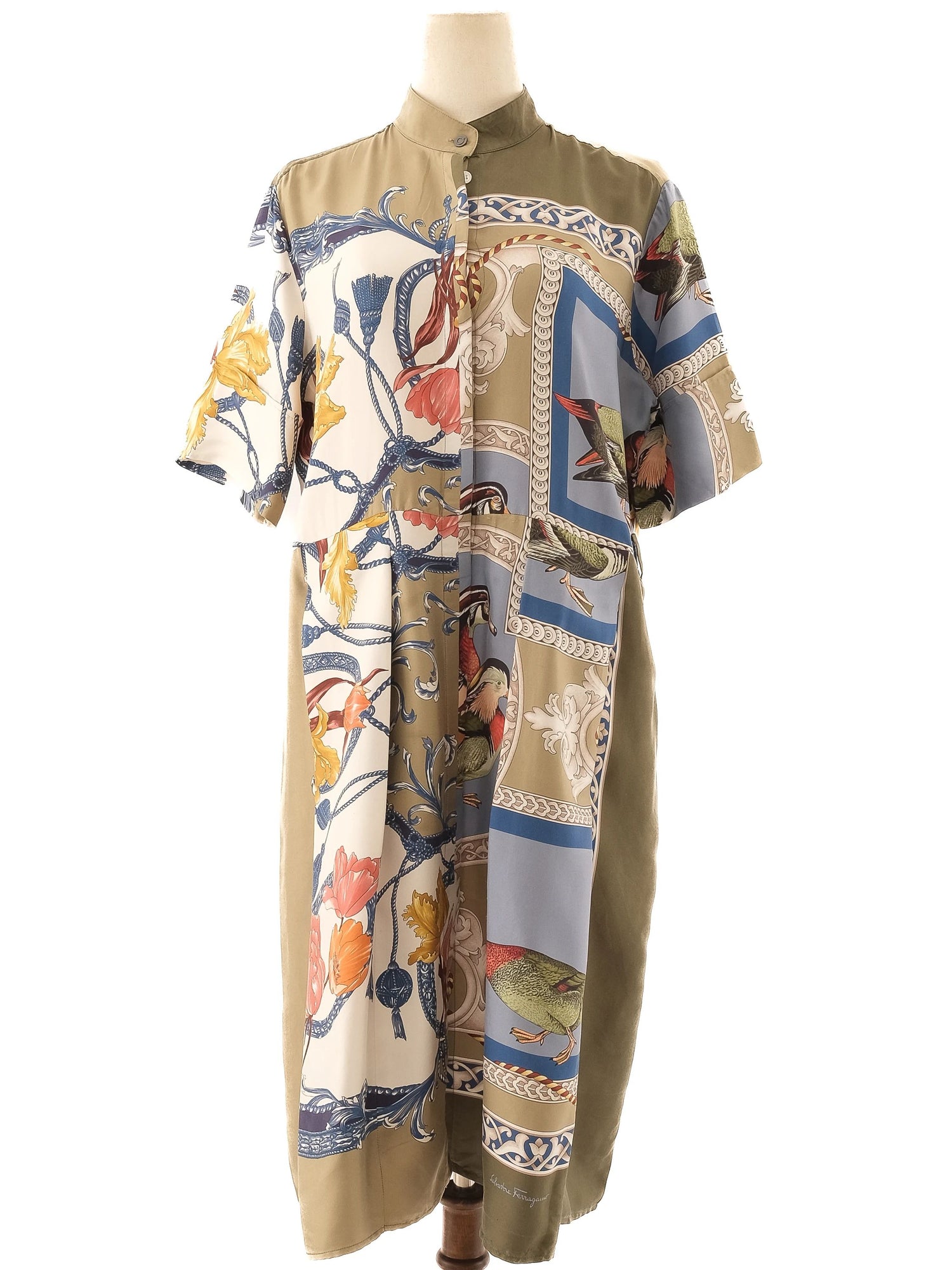 Excellent Salvatore Ferragamo Green Silk Dress Size XL