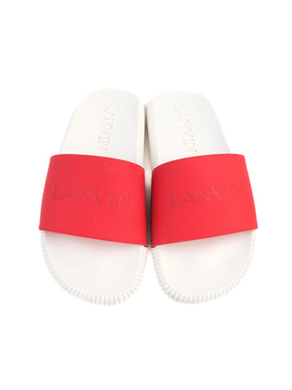 Excellent Lanvin Red and White Slide Sandals Size 40 for Men