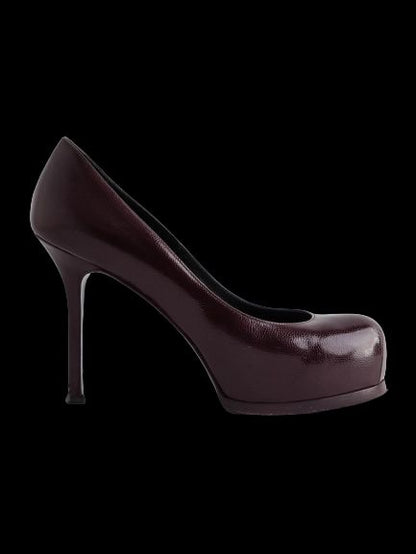 Good Saint Laurent Burgundy Lacquer High-Heeled Shoes Women