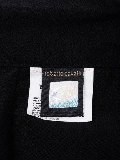 Excellent Just Cavalli Black Pleated Skirt with Embellishments