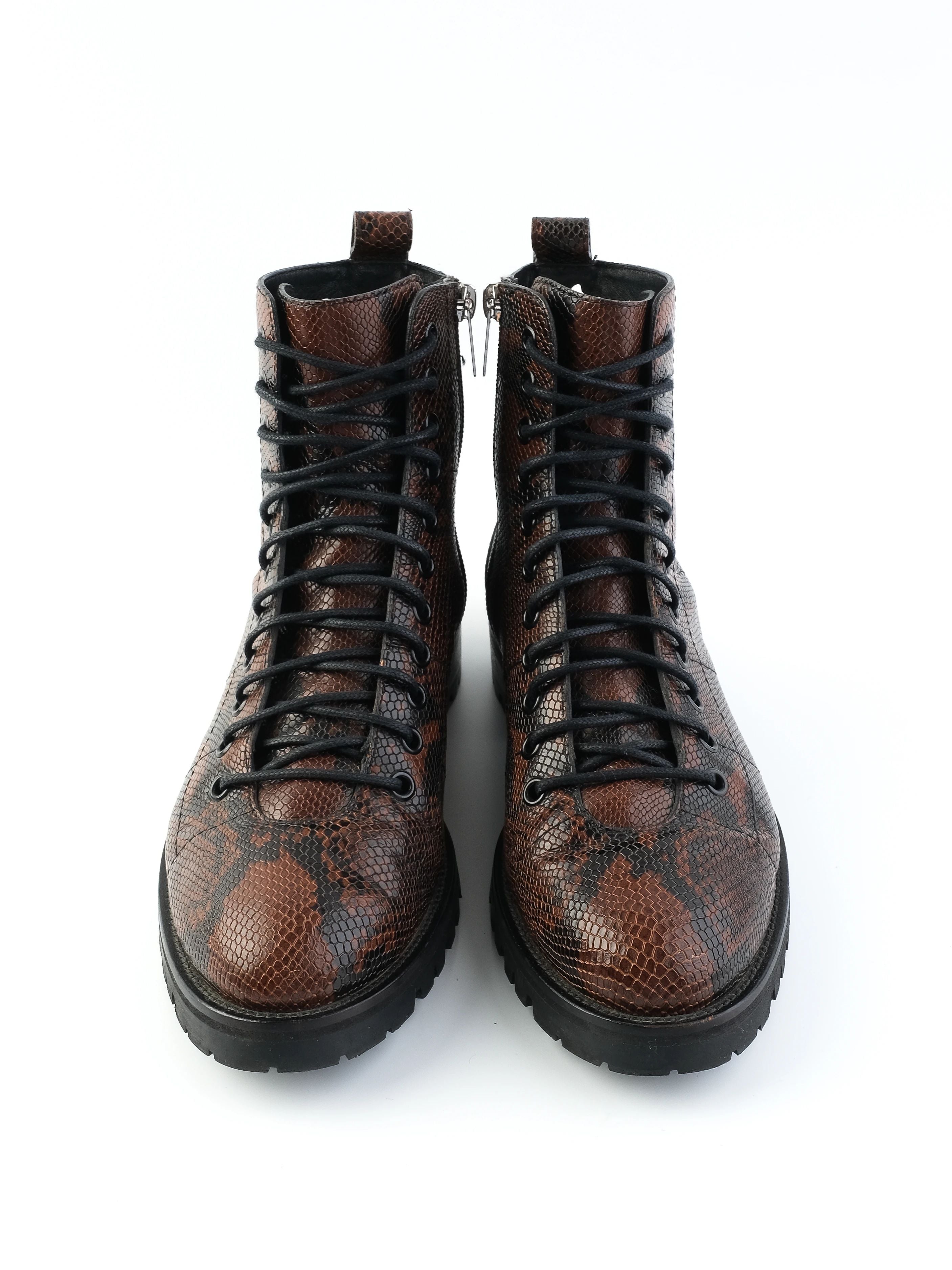 Perfect Jimmy Choo Brown Leather Lace-Up Boots Size 38