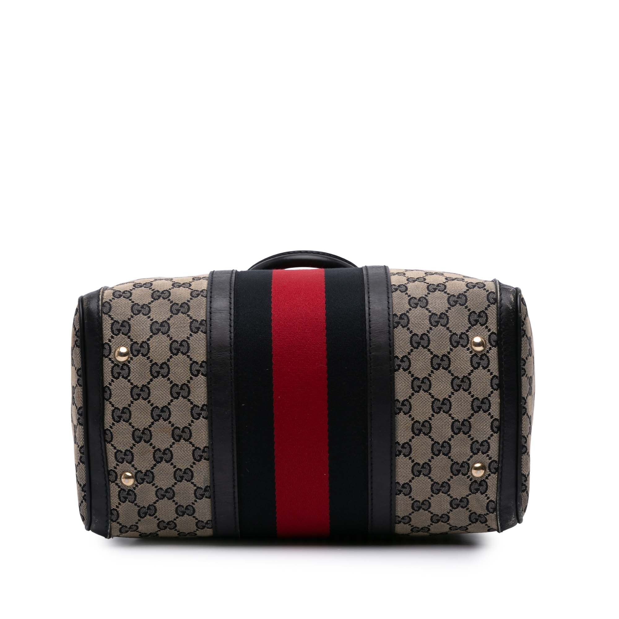 Gucci Medium GG Canvas Web Joy Boston Bag Brown