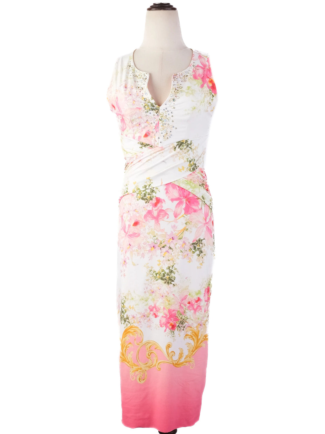 Excellent VDP Floral Dress in Combined Nylon Size S with Cut-Out Detail