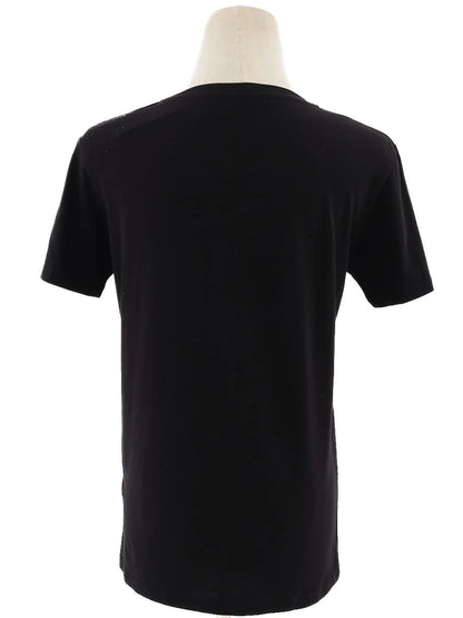 Excellent Balmain Black T-Shirt XS with Gold Print &amp; Buttons