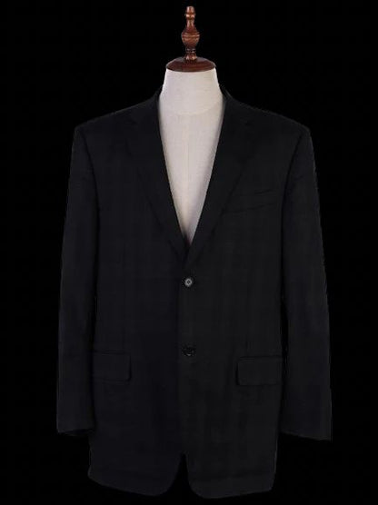 Excellent Canali Black Wool Suit Jacket Size XXL for Men