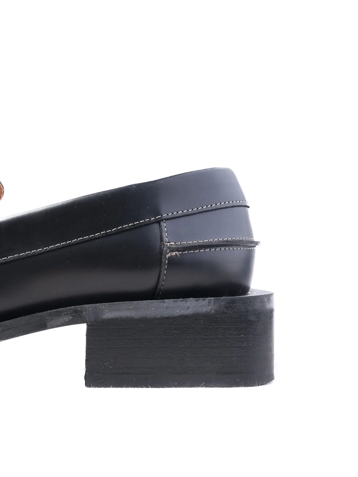 NEW Ganni Black Leather Loafers with Metal Detail Size N/A