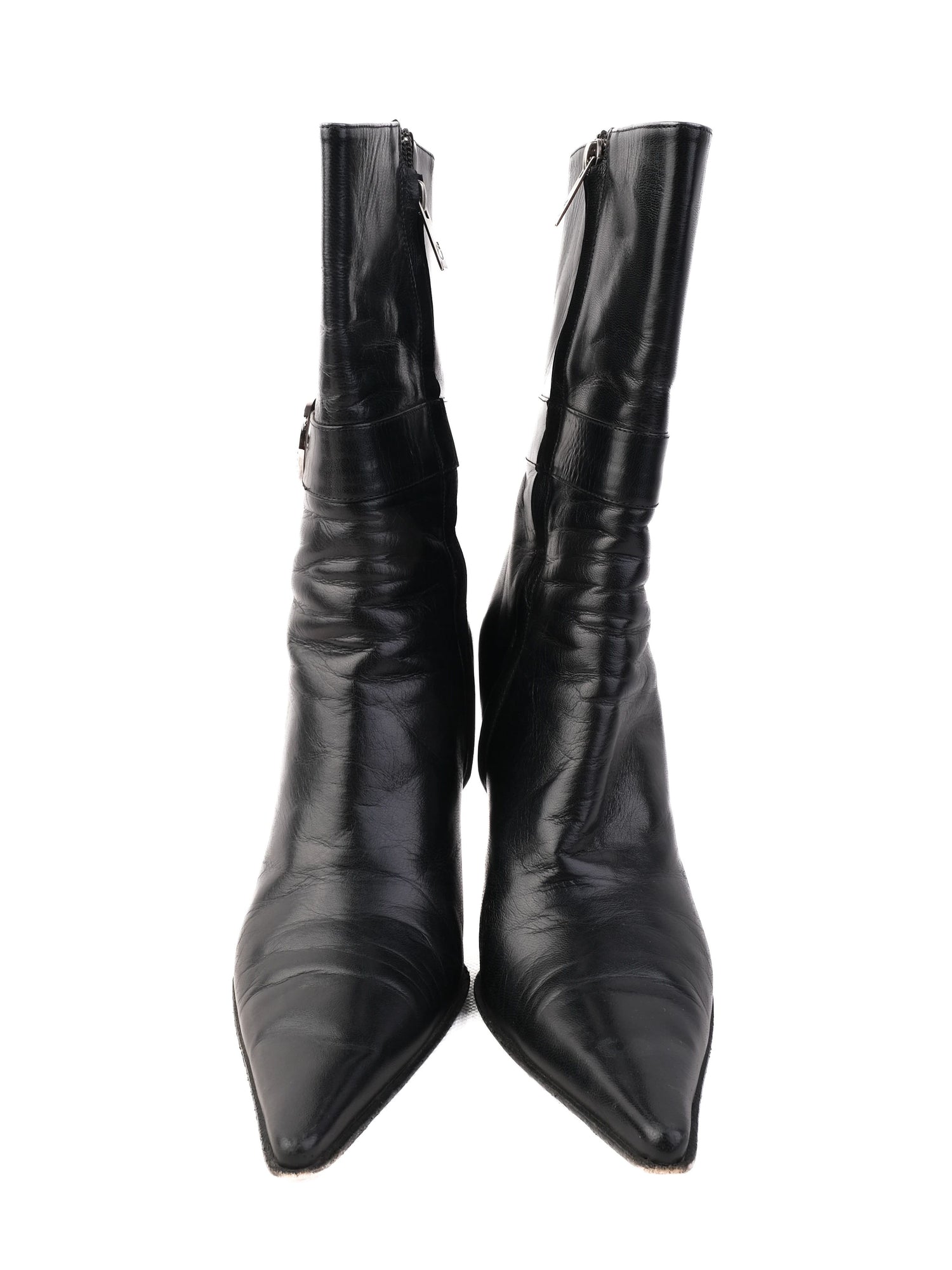 Excellent Giorgio Fabiani Black Leather Stiletto Boots Size 38