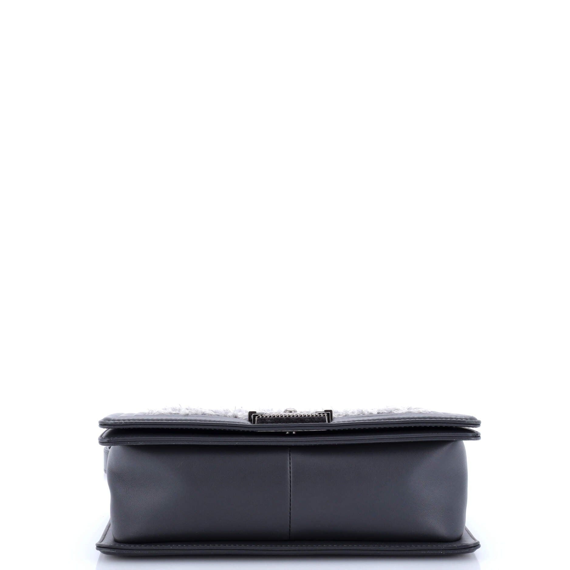 Chanel Boy Flap Bag Braided Tweed Old Medium