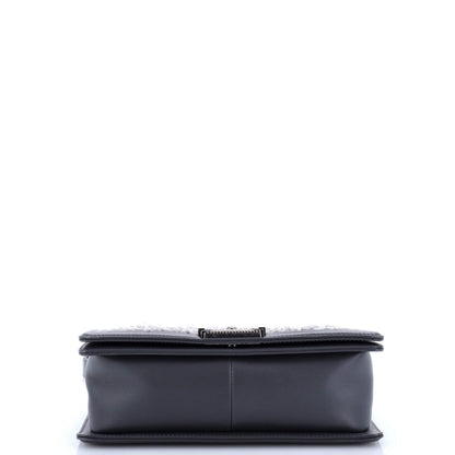 Chanel Boy Flap Bag Braided Tweed Old Medium