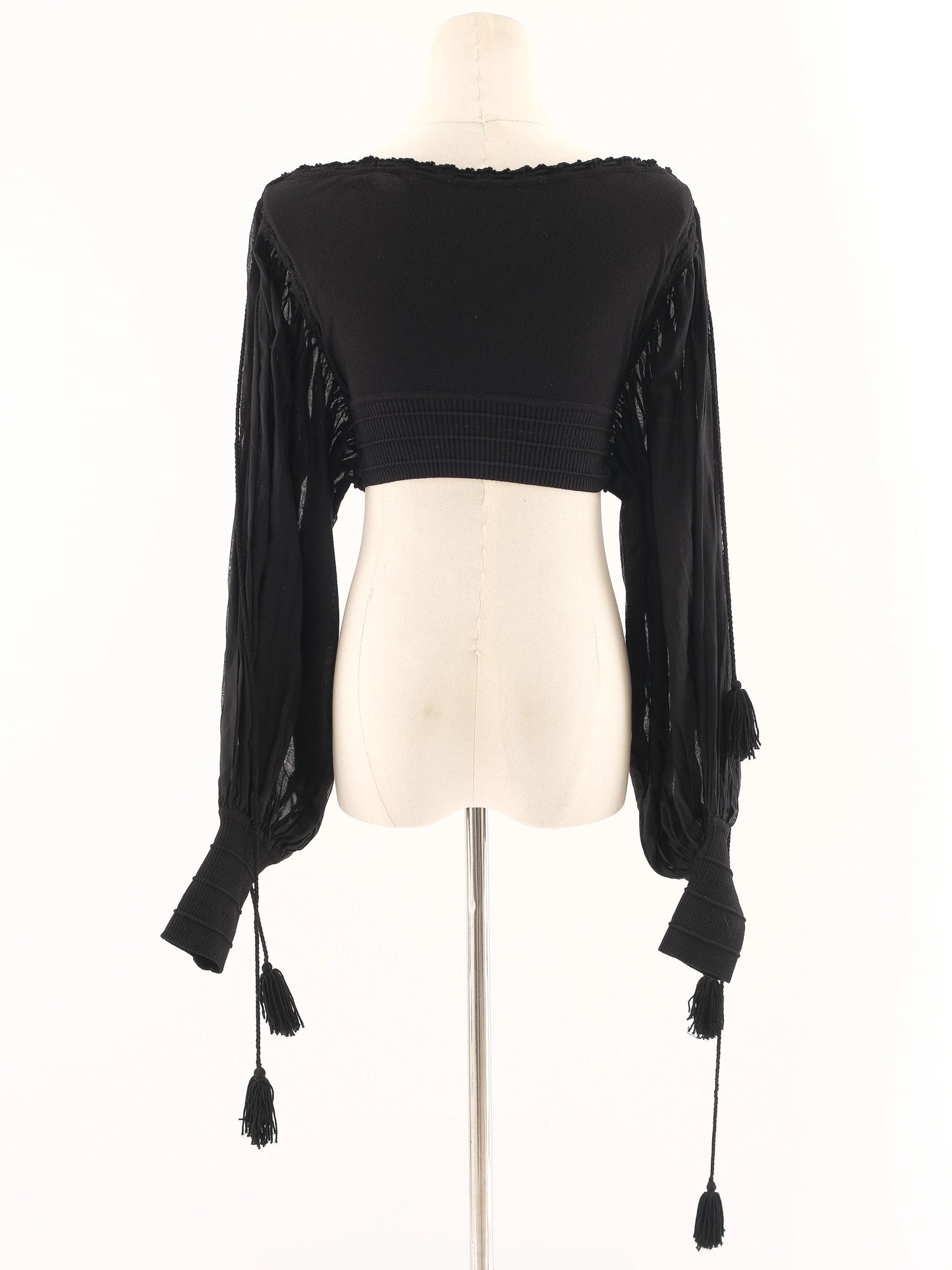 Excellent Gianfranco Ferr� Black Off-Shoulder Crop Top Size L