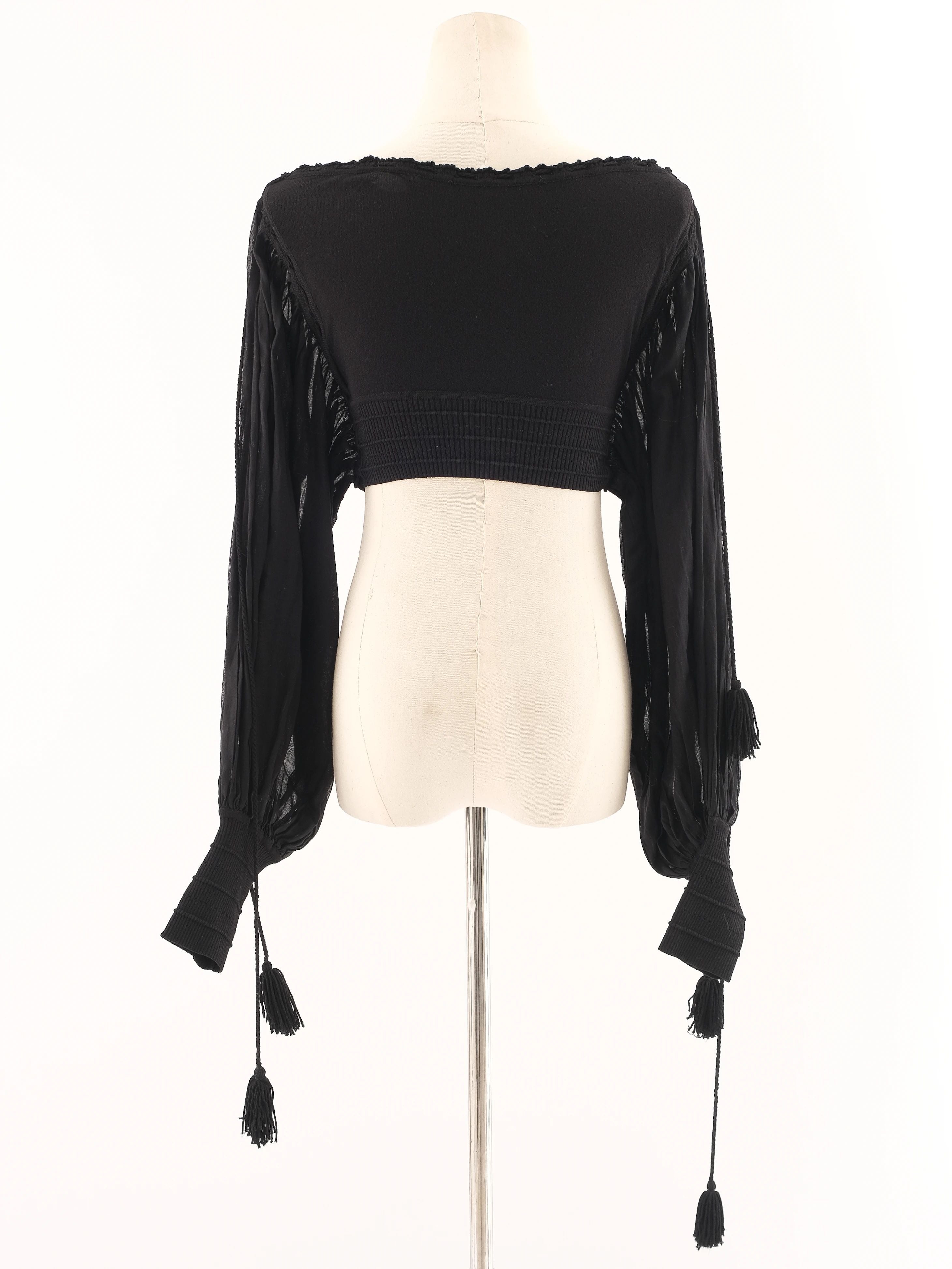 Excellent Gianfranco Ferr� Black Off-Shoulder Crop Top Size L