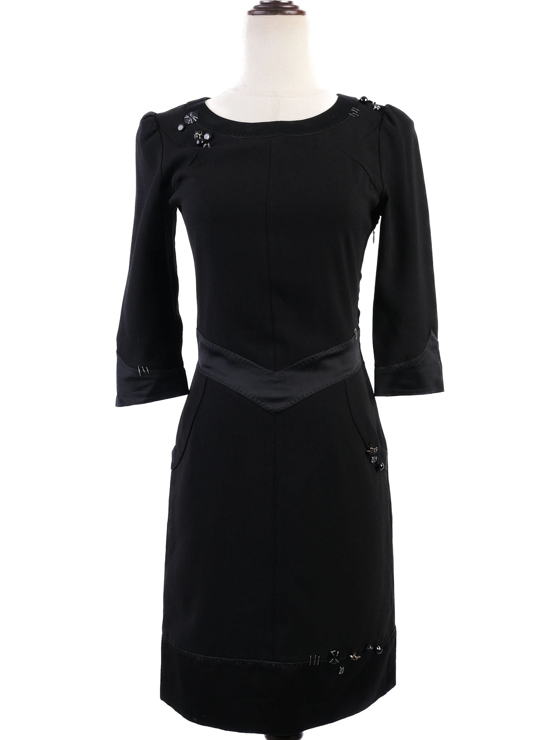 EXCELLENT Moschino Black Triacetate Dress XS with Embellishments