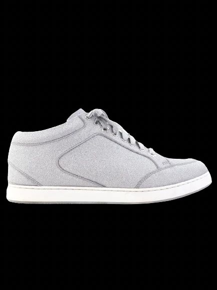 Excellent Jimmy Choo Gray Leather Sneakers with White Sole