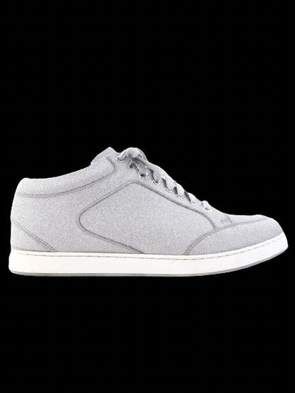 Excellent Jimmy Choo Gray Leather Sneakers with White Sole