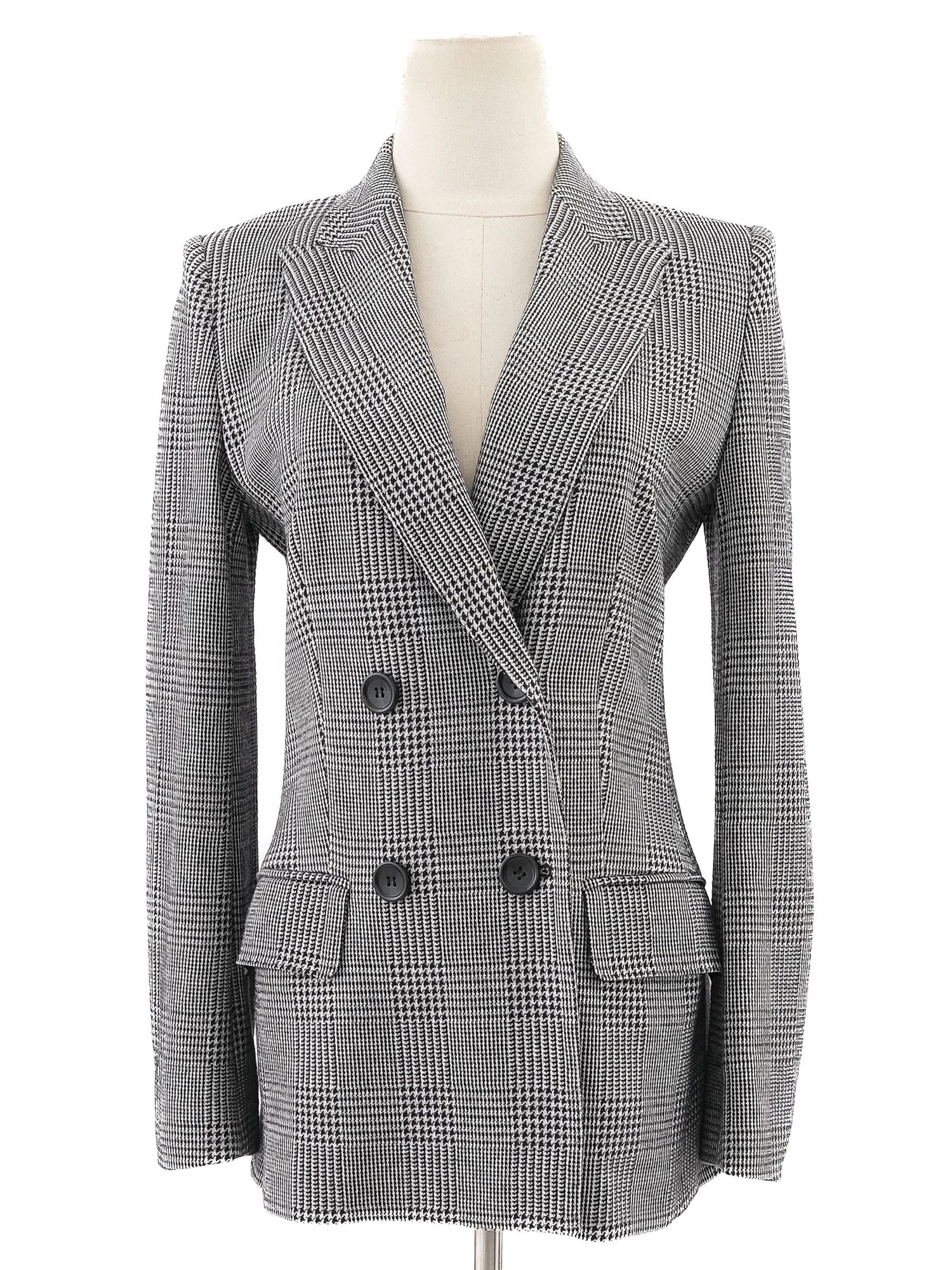 Excellent Max Mara Gray Wool Double-Breasted Blazer Size S