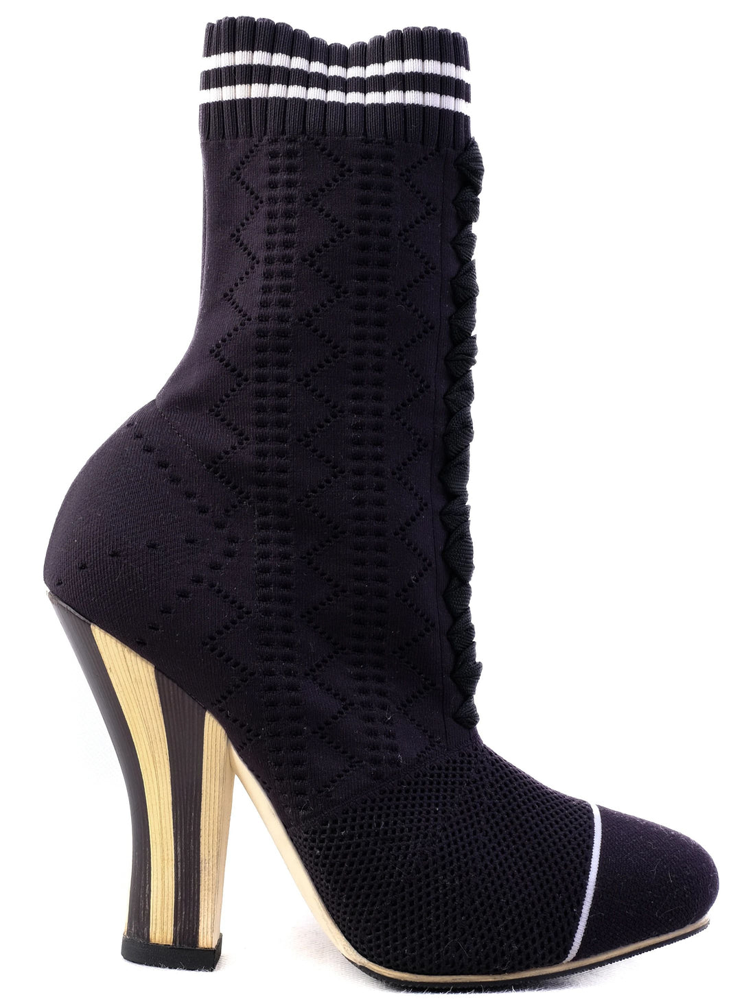 Excellent Fendi Black High-Heeled Sock Boot Shoes Size 37.5