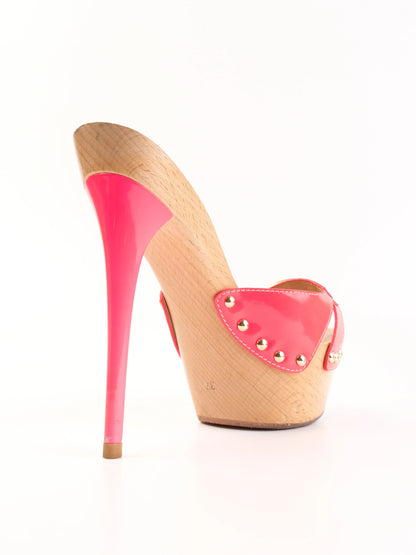 Excellent Gianmarco Lorenzi Pink Leather Platform Sandals Size 37