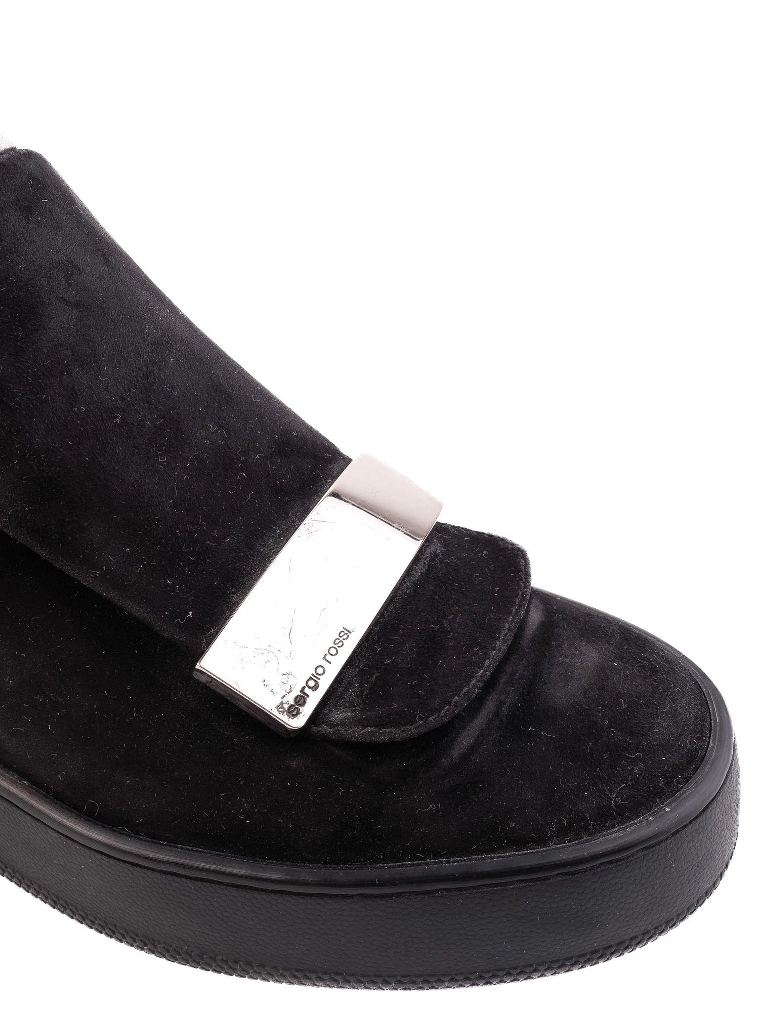 Good Sergio Rossi Black Suede Ankle Boots Size 36 with Metallic Detail