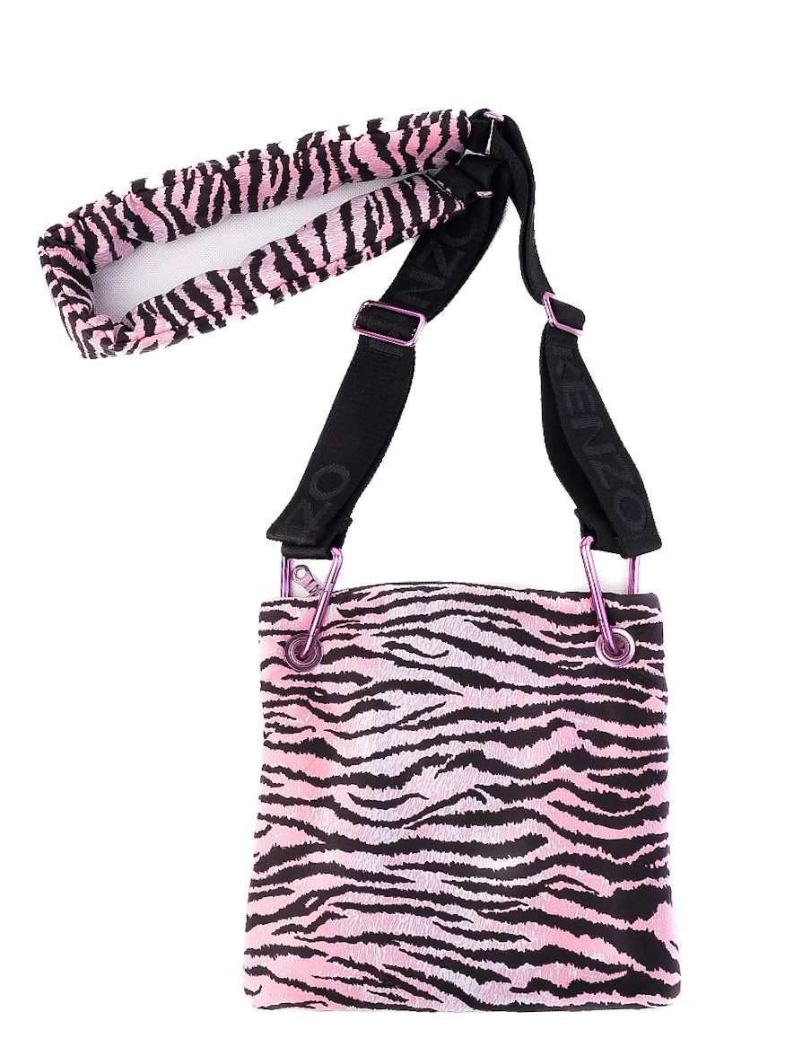 Excellent Kenzo &amp; H&amp;M Pink Black Tiger Print Bag with Embroidered Strap