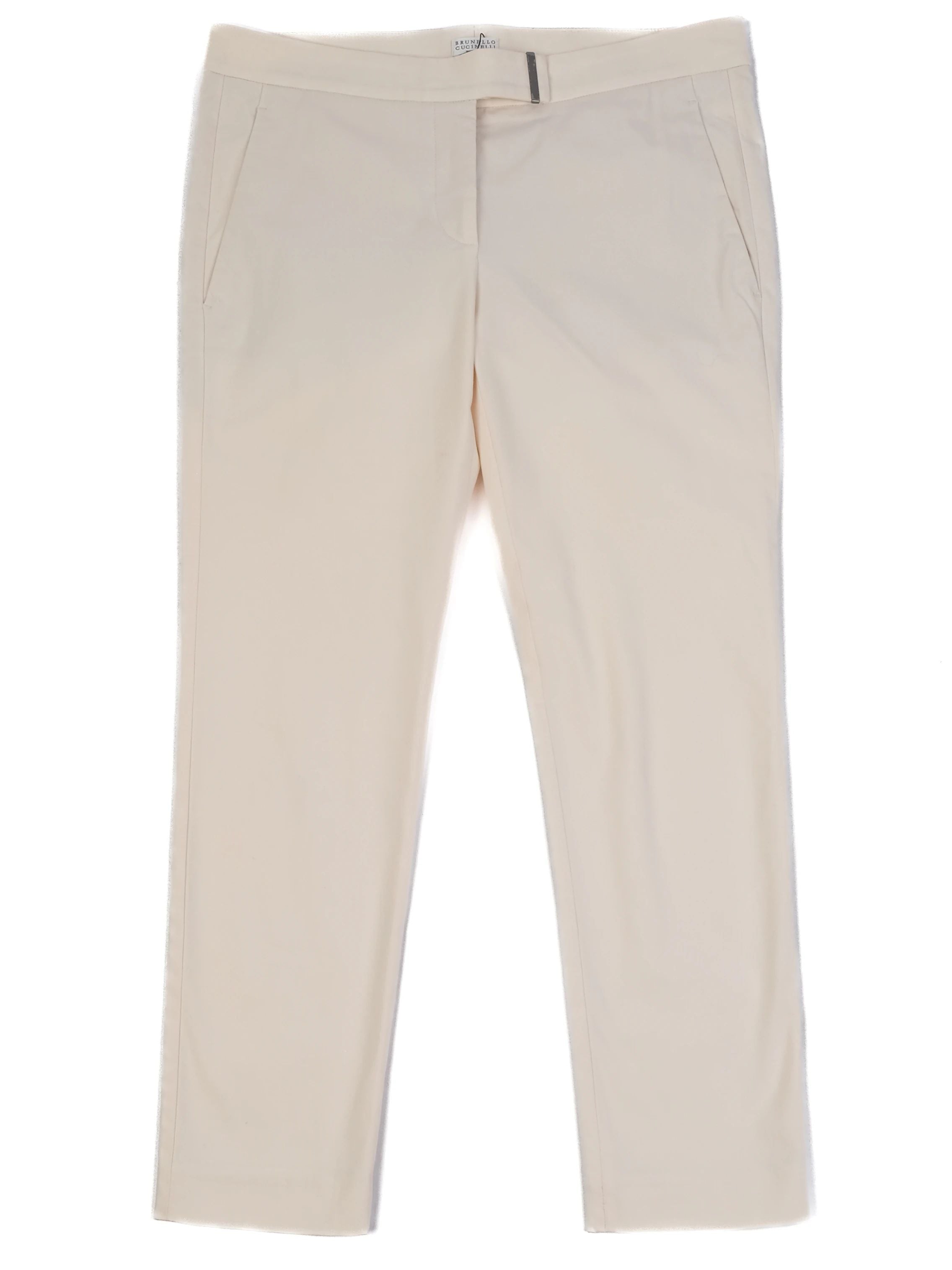 Excellent Brunello Cucinelli White Elastane WomenÕs Pants Made in Italy
