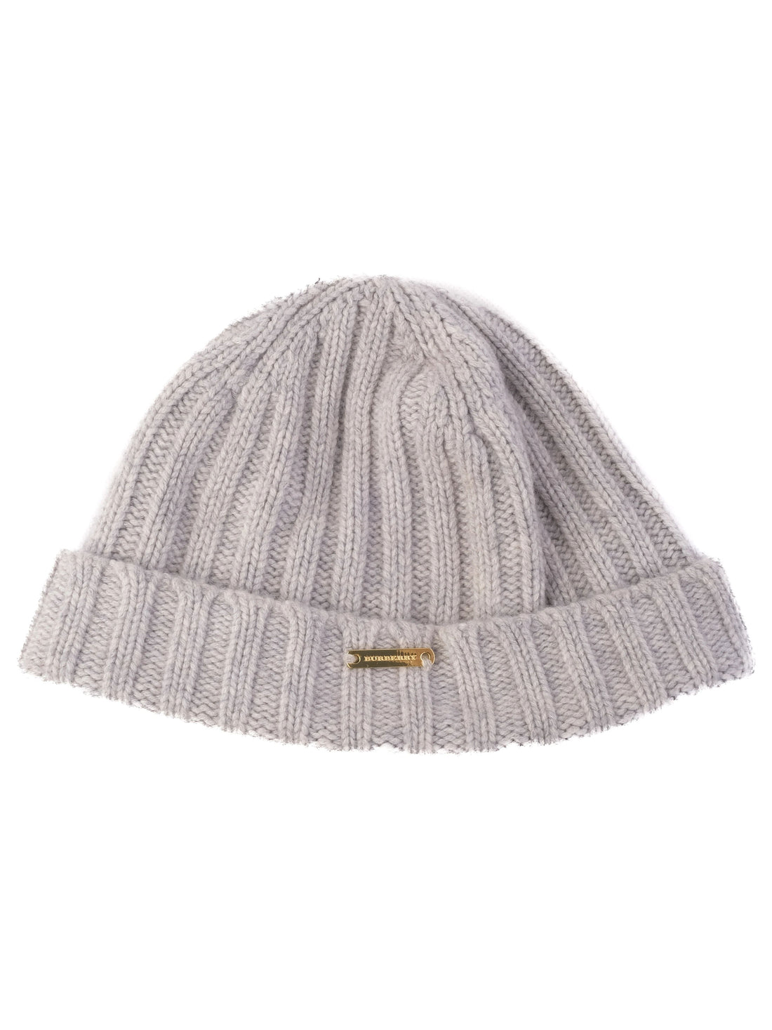Excellent Burberry Gray Ribbed Wool Beanie Hat Size M
