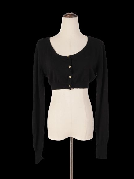 Excellent Frankie Morello Black Wool Cropped Cardigan Size M