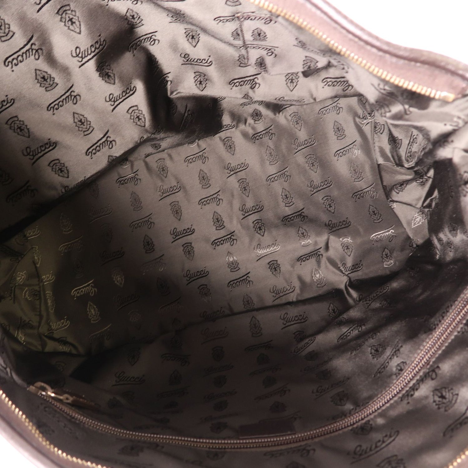 Gucci Cowhide Leather Tote Bag Brown Drak Brown Calfskin (cowhide) 201482