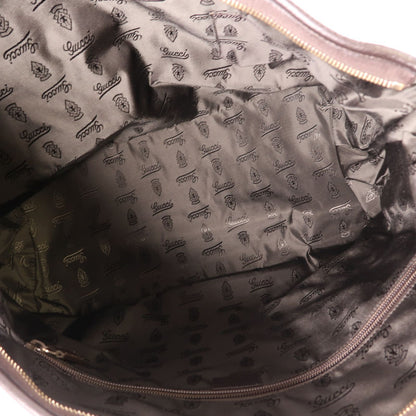 Gucci Cowhide Leather Tote Bag Brown Drak Brown Calfskin (cowhide) 201482