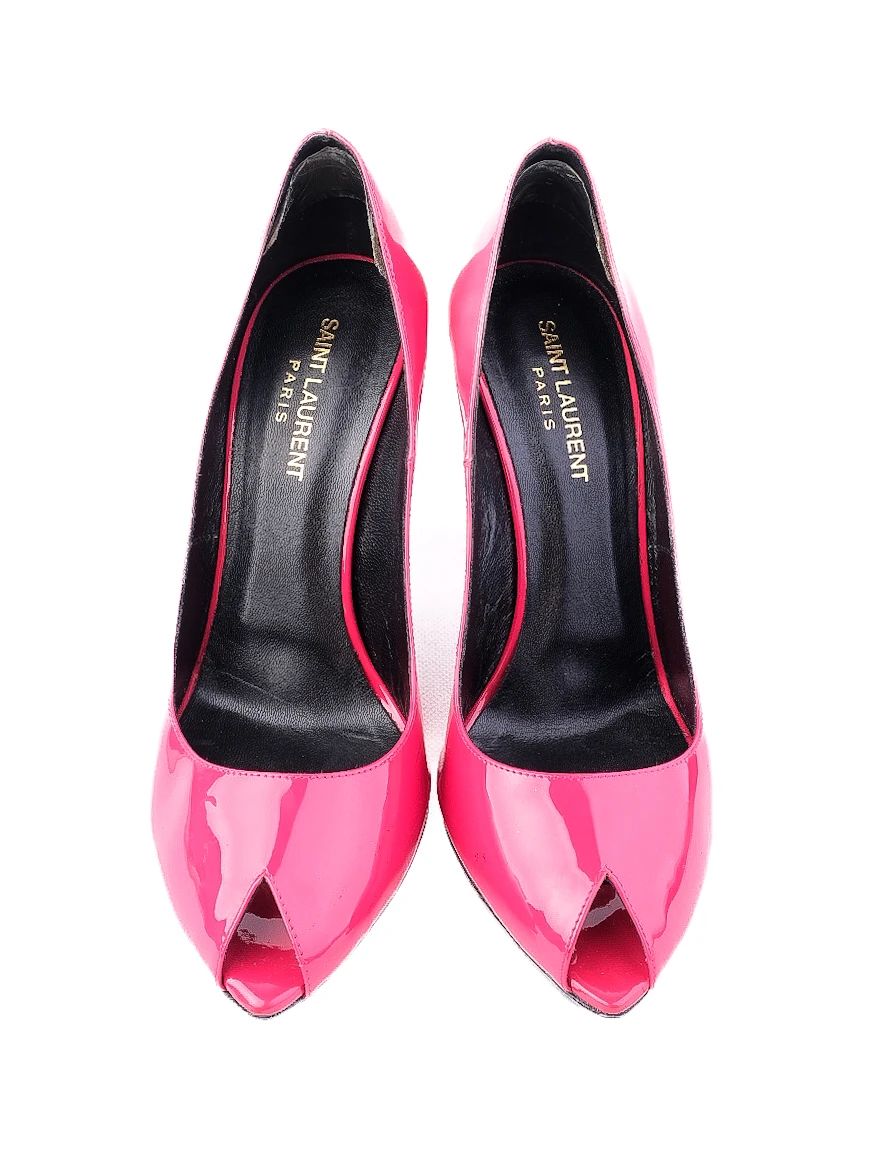 Excellent Saint Laurent Pink High-Heeled Peep-Toe Shoes Size 39