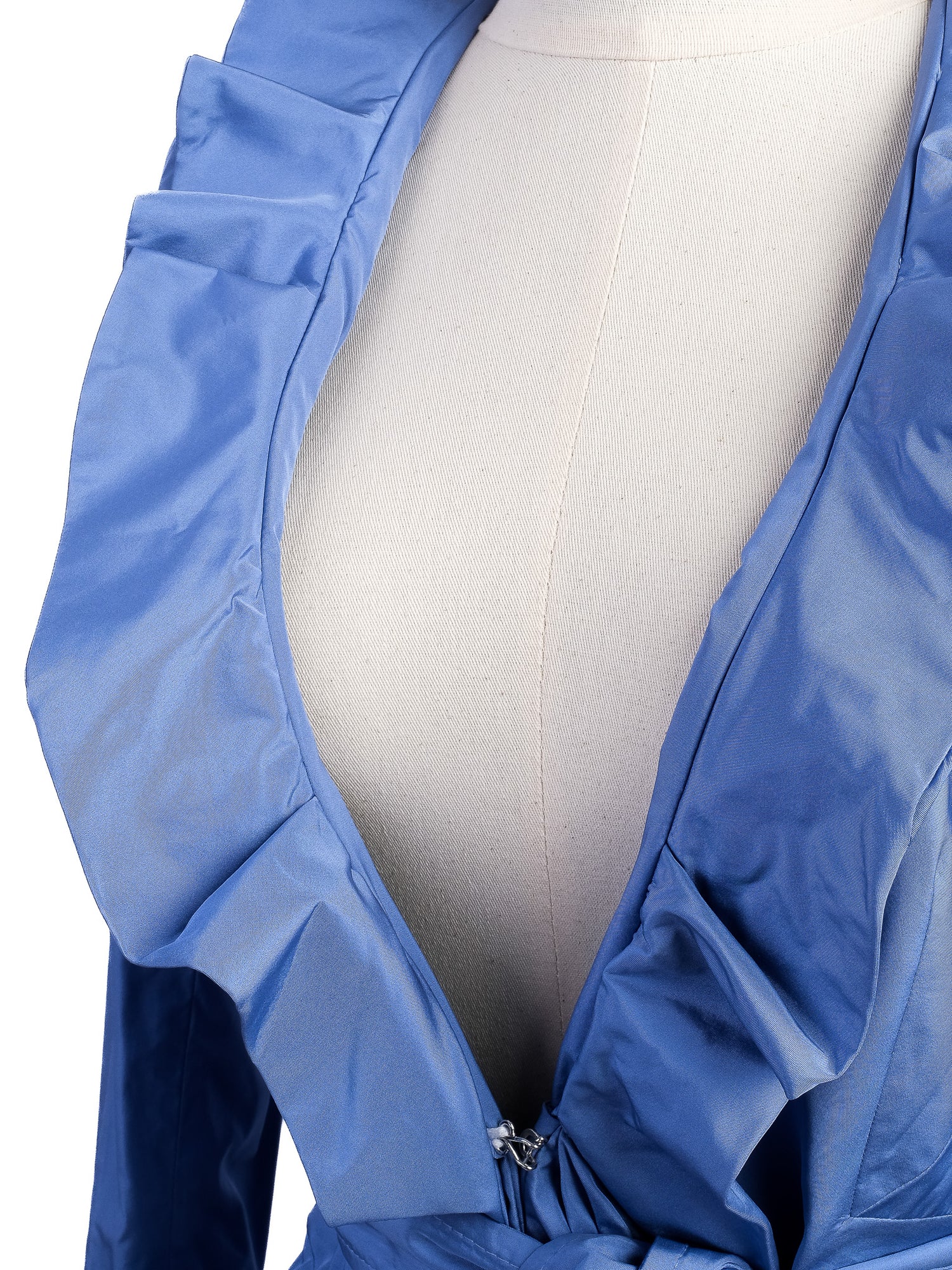 Excellent Pinko Blue Trench Coat Size M with Ruffled Collar