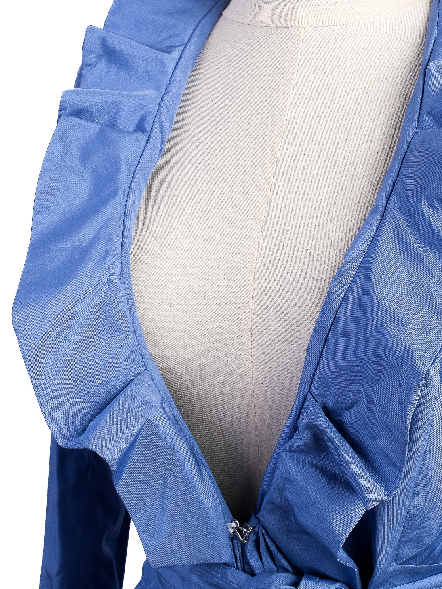 Excellent Pinko Blue Trench Coat Size M with Ruffled Collar