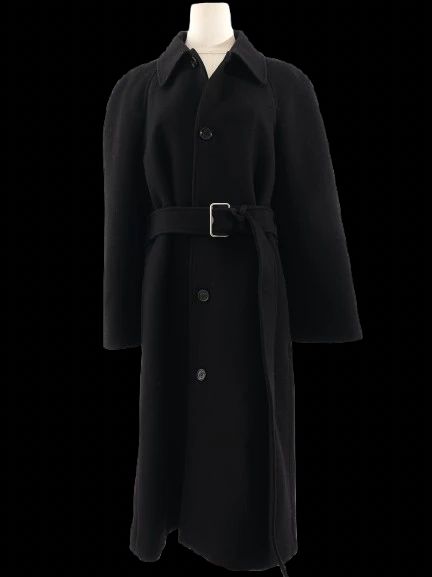 Perfect Burberry Black Wool Long Coat with Belt Size L
