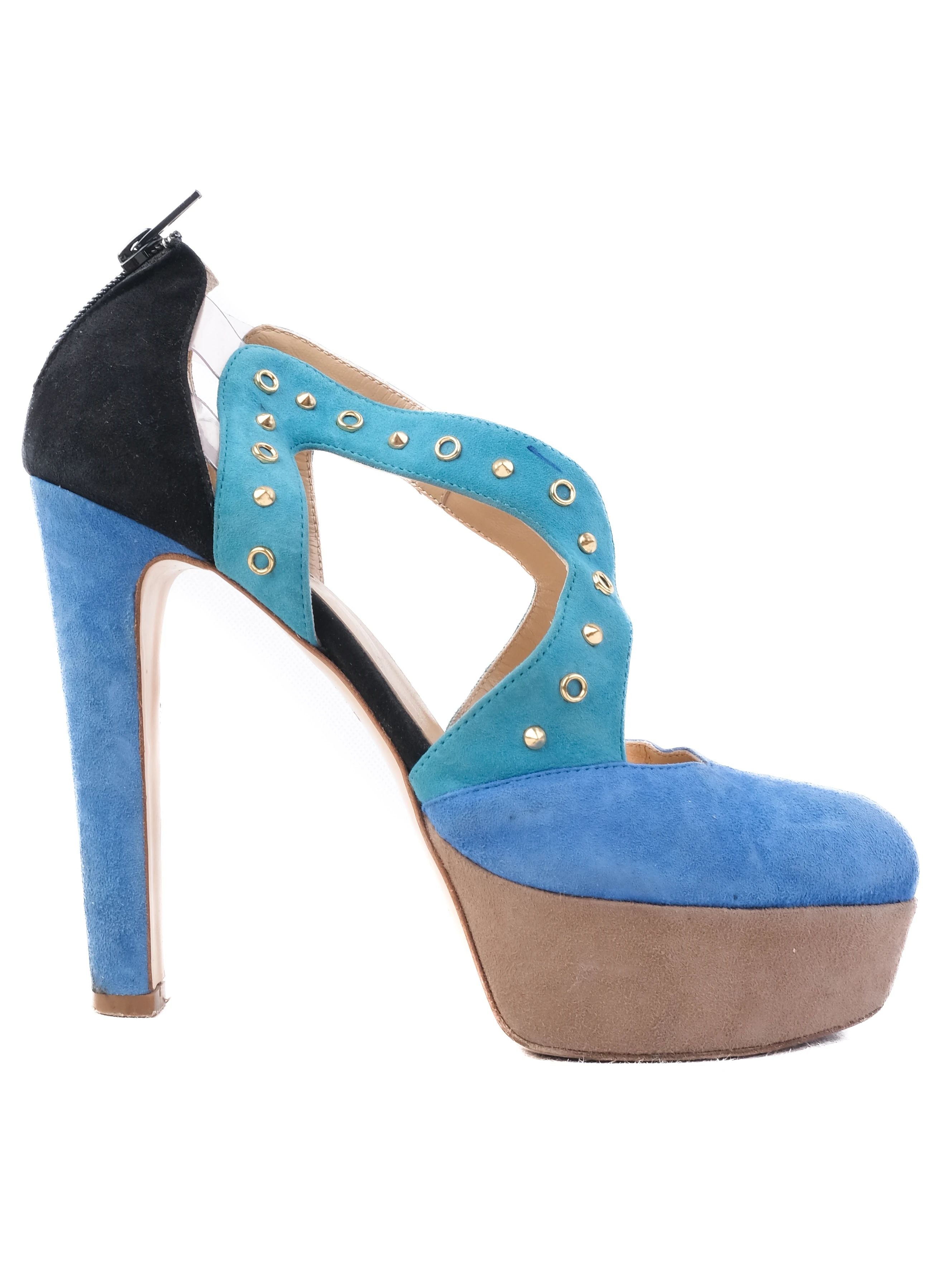 Excellent Atos Lombardini High-Heeled Platform Shoes Size 39 Leather