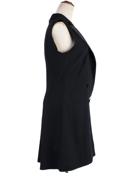 Excellent Alexander McQueen Black Wool Dress Size M Double-Breasted