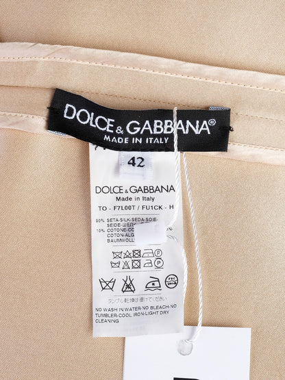 Excellent Dolce Gabbana White Silk Lace Top Skirt Set Women S